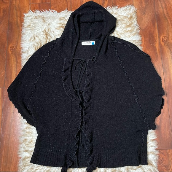 Anthropologie Sparrow ruffle tie front wool blend hooded cardigan - Picture 5 of 8